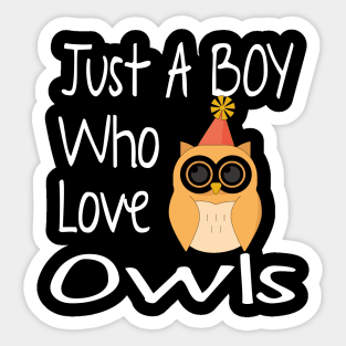 Just A Boy Who Love Owls  Funny Gift Sticker